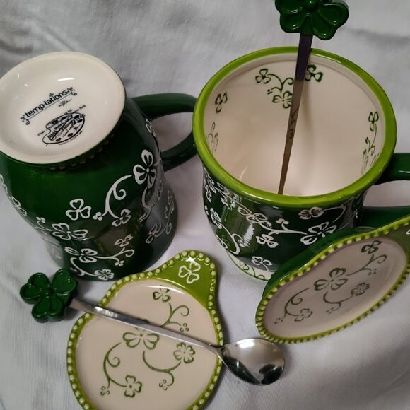 temp-tations® set of two café mugs in Floral Lace™ Shamrock, green - Picture 3 of 7
